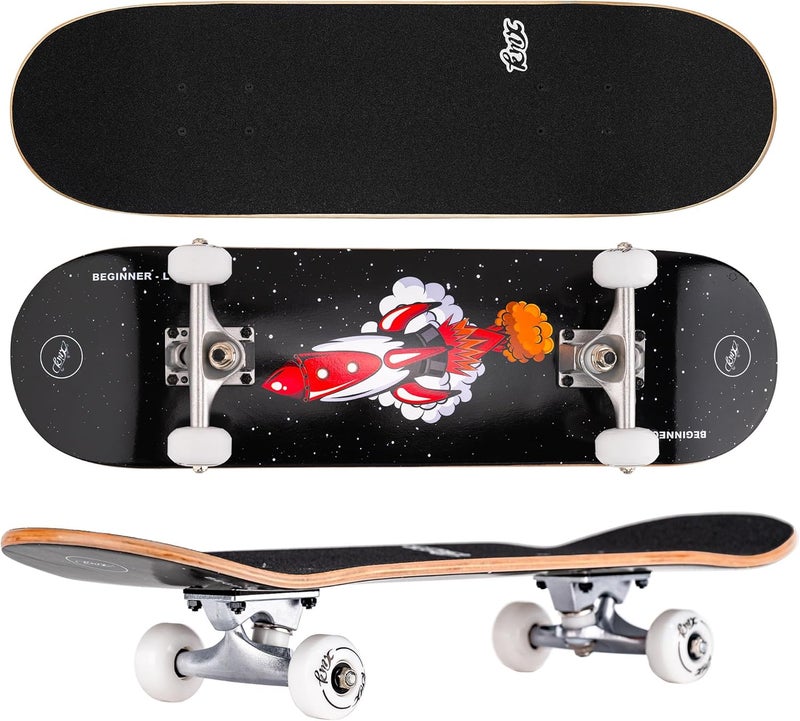 KMX Complete Skateboard for Beginners, 7-Layer Canadian Maple Double Kick Concave Deck| Aluminum Alloy Trucks | Pro Skateboard for Boys, Girls, Kids, Teens, Adults - Image 5